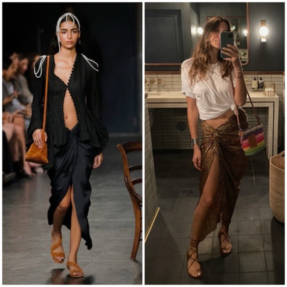 KHAITE Louie Gathered Satin Sarong Midi Skirt Black MSRP $820 Womens 4 - Picture 4 of 16